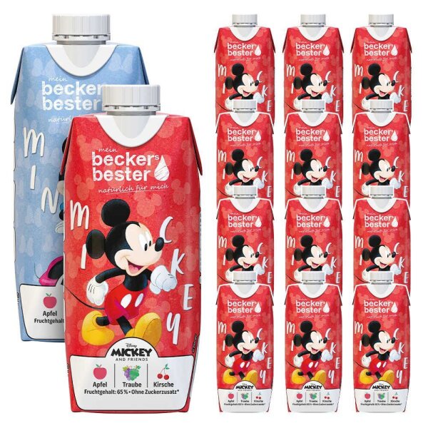 beckers bester Mickey & Minnie Apfel-Traube-Kirsche Fruchtsaftgetränk 12x 0,33 l