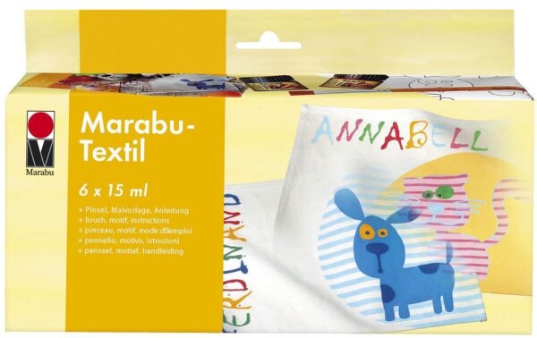 Marabu Stoffmalfarbe farbsortiert 6 x 15,0 ml, 1 Set