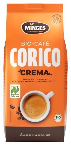 MINGES Corico Crema Bio-Kaffeebohnen, Arabica- und Robustabohnen 500 g