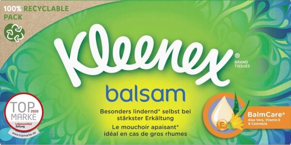 Kleenex® Taschentücherbox balsam 4-lagig weiß, 56 Tücher