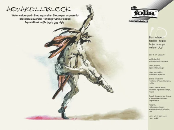folia Aquarellblock 30,0 x 40,0 cm 200 g/qm, 10 Blatt, 1...