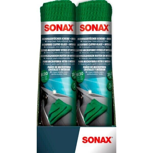 SONAX Scheibe + Innen Mikrofasertücher 40 °C waschbar, 2 St.