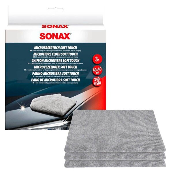 SONAX soft touch Mikrofasertücher waschbar, 3 St.