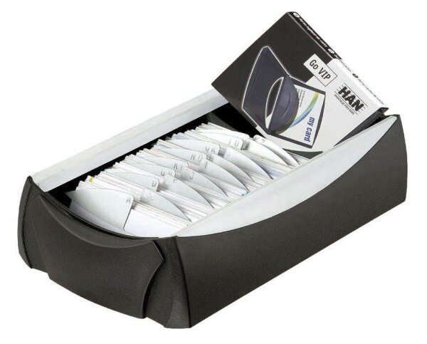 HAN Visitenkartenbox schwarz, für bis zu 500 Visitenkarten