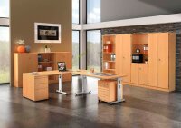 HAMMERBACHER OS 16 höhenverstellbarer Schreibtisch buche rechteckig, C-Fuß-Gestell silber 160,0 x 80,0 cm