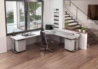 HAMMERBACHER OS 16 höhenverstellbarer Schreibtisch lichtgrau rechteckig, C-Fuß-Gestell silber 160,0 x 80,0 cm
