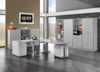 HAMMERBACHER OS 16 höhenverstellbarer Schreibtisch lichtgrau rechteckig, C-Fuß-Gestell silber 160,0 x 80,0 cm