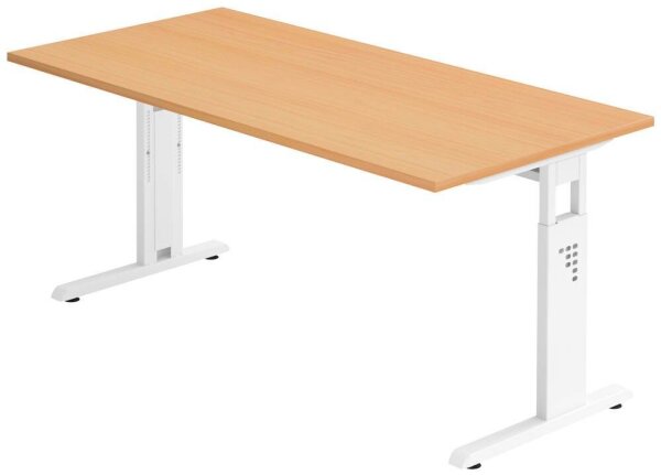 HAMMERBACHER OS 16 höhenverstellbarer Schreibtisch buche rechteckig, C-Fuß-Gestell weiß 160,0 x 80,0 cm