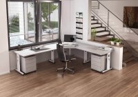 HAMMERBACHER OS 16 höhenverstellbarer Schreibtisch lichtgrau rechteckig, C-Fuß-Gestell weiß 160,0 x 80,0 cm