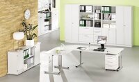 HAMMERBACHER OS 16 höhenverstellbarer Schreibtisch weiß rechteckig, C-Fuß-Gestell silber 160,0 x 80,0 cm