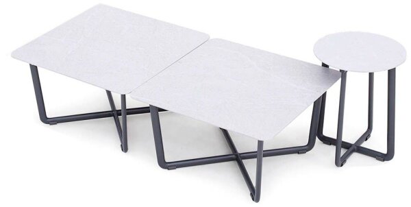 barths Fellow Beistelltische-Set freiform Keramik beige, 3 St.