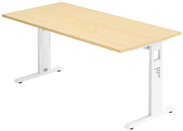 HAMMERBACHER OS 16 höhenverstellbarer Schreibtisch ahorn rechteckig, C-Fuß-Gestell weiß 160,0 x 80,0 cm