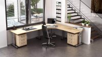 HAMMERBACHER OS 16 höhenverstellbarer Schreibtisch eiche rechteckig, C-Fuß-Gestell silber 160,0 x 80,0 cm