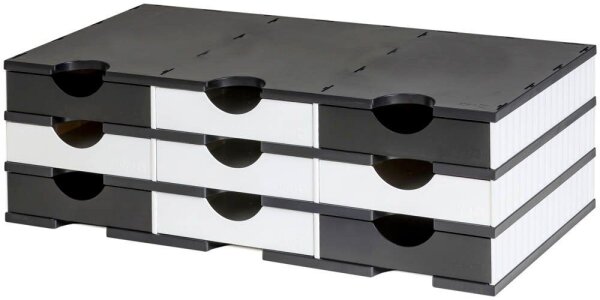 styro Sortierstation styrodoc duo Standard schwarz/weiß mit 9 Fächern
