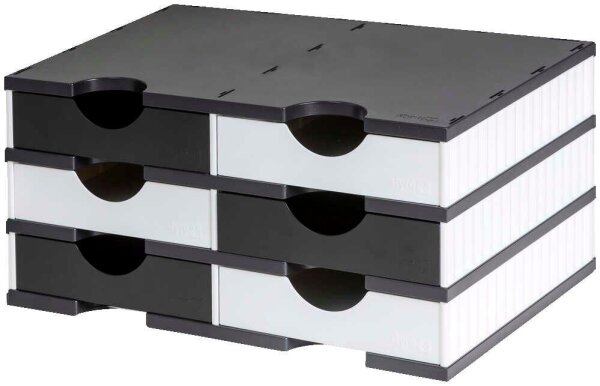 styro Sortierstation styrodoc duo Standard schwarz/weiß mit 6 Fächern