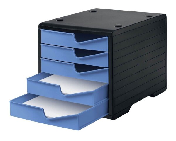 styro Schubladenbox styroswingbox  cornflower 275-8430.621, DIN A4 mit 5 Schubladen, 1 St.