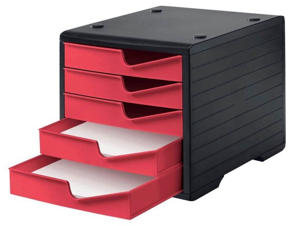 styro Schubladenbox styroswingbox  cranberry 275-8430.2291, DIN A4 mit 5 Schubladen, 1 St.