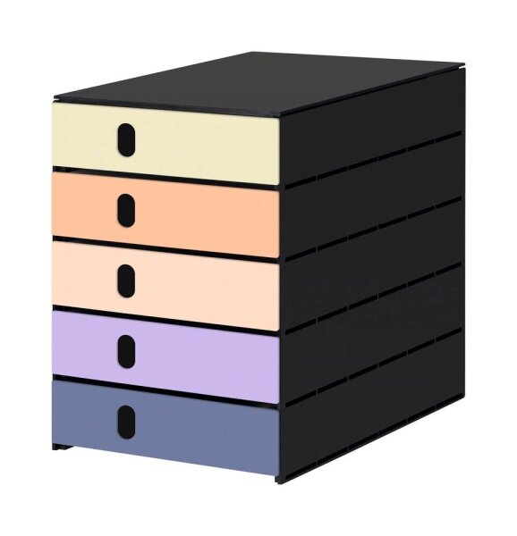 styro Schubladenbox styroval pro Emotions Sonnenaufgang  gelb, orange, rosa, lila 14-8000.SO, DIN A4 mit 5 Schubladen, 1 St.