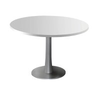 Quadrifoglio Konferenztisch lichtgrau rund, Säulenfuß silber, 100,0 x 100,0 x 74,0 cm