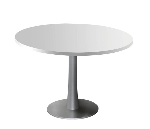 Quadrifoglio Konferenztisch lichtgrau rund, Säulenfuß silber, 120,0 x 120,0 x 74,0 cm