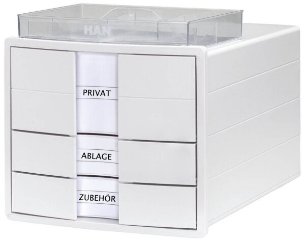HAN Schubladenbox IMPULS  weiß 1017-12D, DIN A4 mit 3 Schubladen, 1 St.