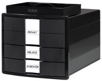 HAN Schubladenbox IMPULS  schwarz 1017-13D, DIN A4 mit 3...