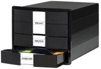 HAN Schubladenbox IMPULS  schwarz 1017-13D, DIN A4 mit 3...