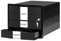 HAN Schubladenbox IMPULS mit Schloss  schwarz 1018-13D, DIN A4 mit 3 Schubladen, 1 St.