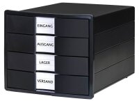 HAN Schubladenbox KARMA  schwarz 10128-13D, DIN A4 mit 4...