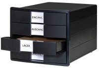 HAN Schubladenbox KARMA  schwarz 10128-13D, DIN A4 mit 4...