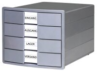 HAN Schubladenbox KARMA  grau 10128-18D, DIN A4 mit 4...