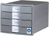 HAN Schubladenbox KARMA  grau 10128-18D, DIN A4 mit 4 Schubladen, 1 St.