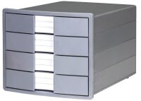 HAN Schubladenbox KARMA  grau 10128-18D, DIN A4 mit 4 Schubladen, 1 St.