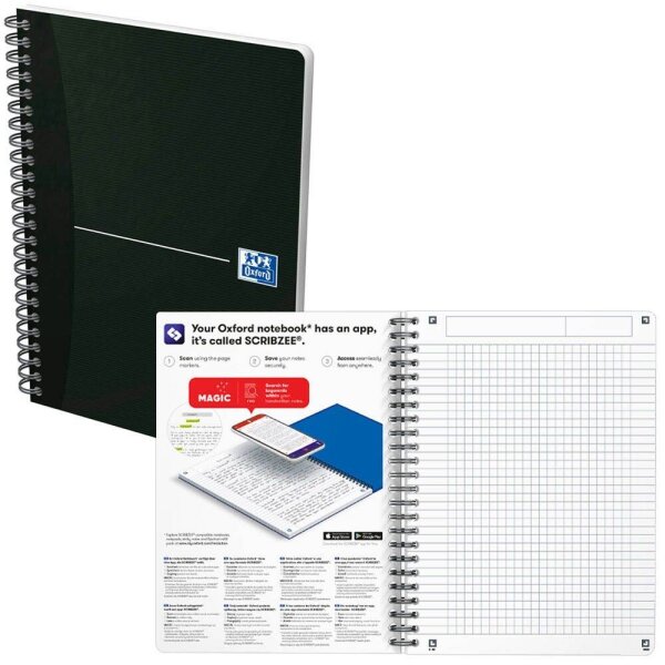 OXFORD Collegeblock Office Essentials Kleinformat kariert DIN A5 ohne Rand, 1 Block