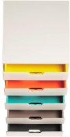 DURABLE Schubladenbox VARICOLOR®  weiß mit bunten Farblinien 762527, DIN A4 mit 5 Schubladen, 1 St.