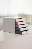 DURABLE Schubladenbox VARICOLOR®  weiß mit bunten Farblinien 762527, DIN A4 mit 5 Schubladen, 1 St.