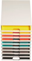DURABLE Schubladenbox VARICOLOR®  weiß mit bunten Farblinien 763027, DIN A4 mit 10 Schubladen, 1 St.
