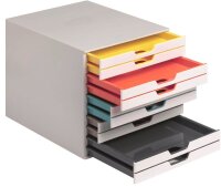 DURABLE Schubladenbox VARICOLOR®  weiß mit bunten Farblinien 763027, DIN A4 mit 10 Schubladen, 1 St.