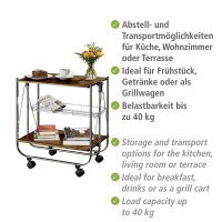 WENKO Servierwagen Dinett Deluxe braun 68,0 x 40,6 x 70,0 cm