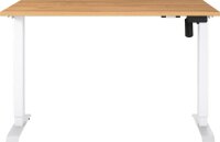 GERMANIA Boras höhenverstellbarer Schreibtisch grandson-eiche rechteckig, T-Fuß-Gestell weiß 120,0 x 80,0 cm
