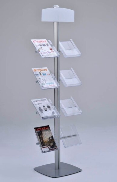 update displays Prospektständer Free silber DIN A4 8 Fächer 47,0 x 45,0 x 192,0 cm, 1 St.