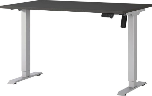 GERMANIA Boras höhenverstellbarer Schreibtisch grafit rechteckig, T-Fuß-Gestell silber 120,0 x 80,0 cm
