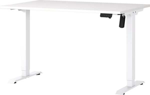 GERMANIA Boras höhenverstellbarer Schreibtisch weiß rechteckig, T-Fuß-Gestell weiß 120,0 x 80,0 cm