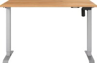 GERMANIA Boras höhenverstellbarer Schreibtisch navarra-eiche rechteckig, T-Fuß-Gestell silber 120,0 x 80,0 cm