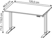 GERMANIA Boras höhenverstellbarer Schreibtisch navarra-eiche rechteckig, T-Fuß-Gestell weiß 120,0 x 80,0 cm