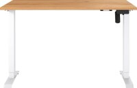 GERMANIA Boras höhenverstellbarer Schreibtisch navarra-eiche rechteckig, T-Fuß-Gestell weiß 120,0 x 80,0 cm