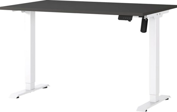 GERMANIA Boras höhenverstellbarer Schreibtisch grafit rechteckig, T-Fuß-Gestell weiß 120,0 x 80,0 cm
