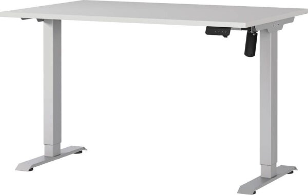GERMANIA Boras höhenverstellbarer Schreibtisch kaschmir rechteckig, T-Fuß-Gestell silber 120,0 x 80,0 cm
