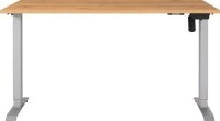 GERMANIA Boras höhenverstellbarer Schreibtisch grandson-eiche rechteckig, T-Fuß-Gestell silber 140,0 x 80,0 cm