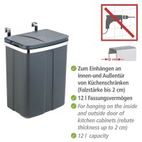 WENKO Mülleimer 12,0 l grau, 1 St.